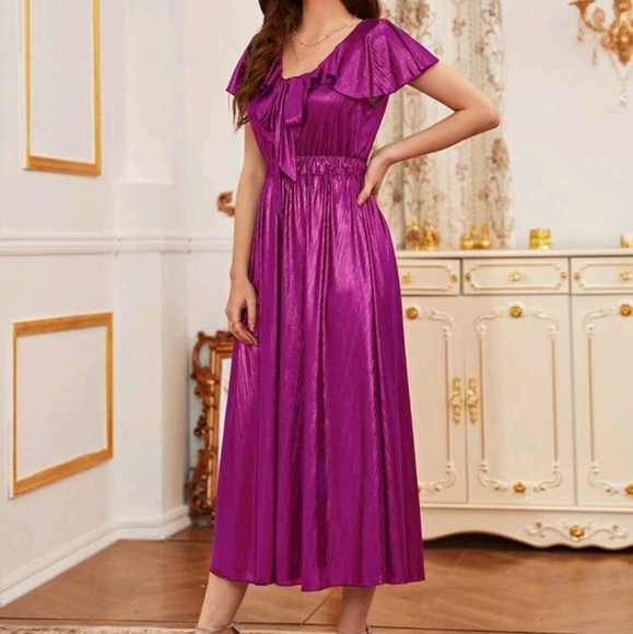 Women's shiny silky dress - Picture 3 of 7